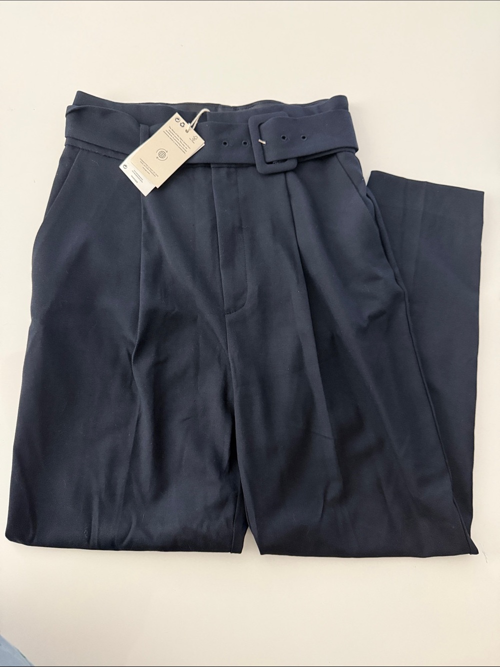 NWT Mango Women’s Belted Dress Pants – Dark Blue